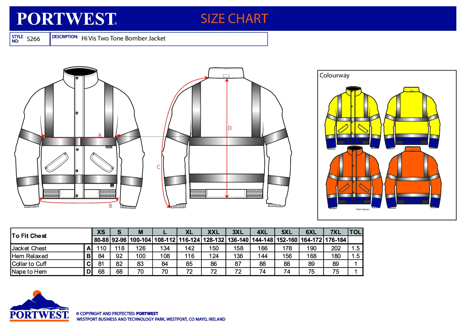 Portwest S266 Hi-Vis Contrast Winter Bomber Jacket - Image 3