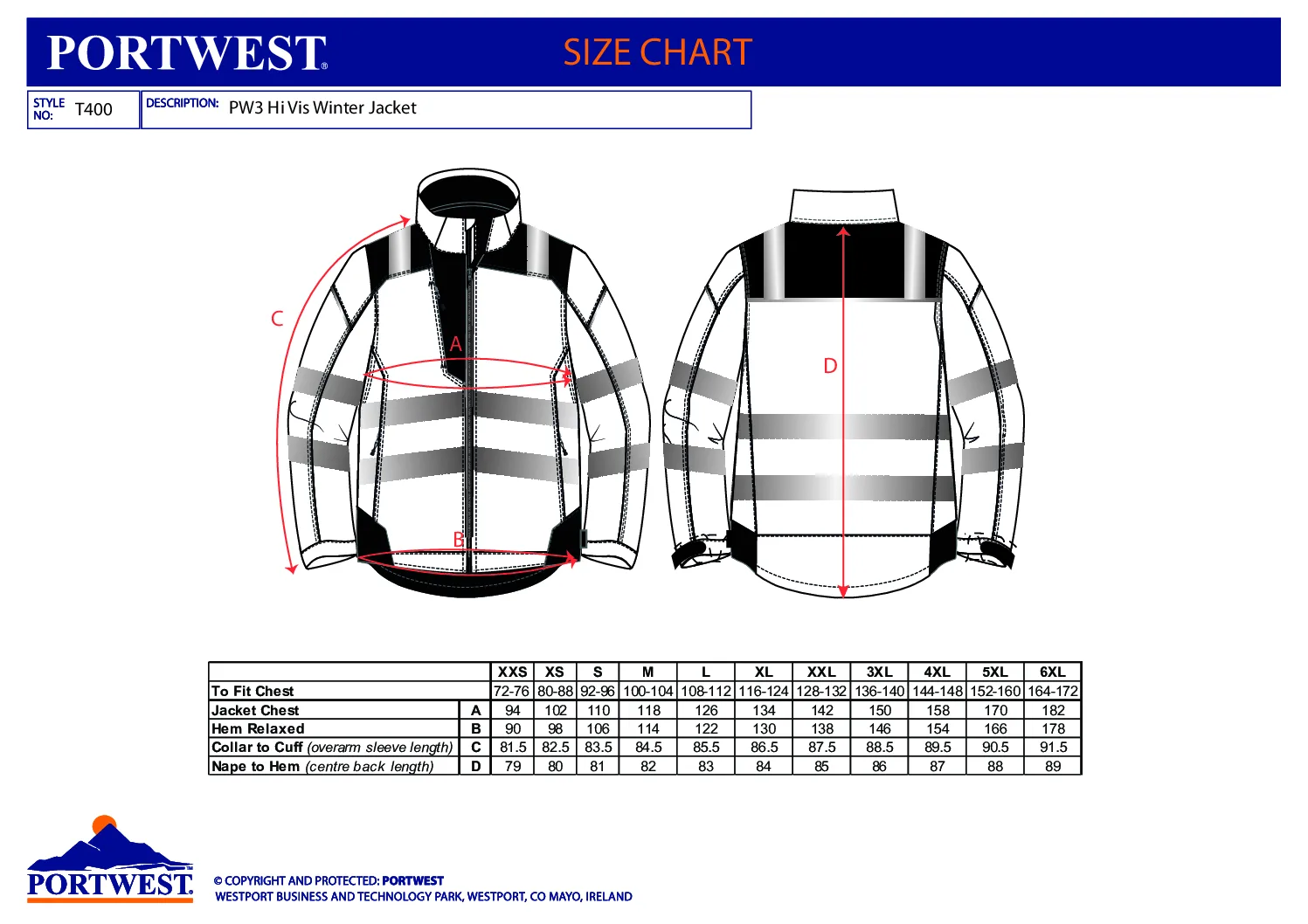 Portwest T400 PW3 Hi-Vis Winter Jacket - Image 4