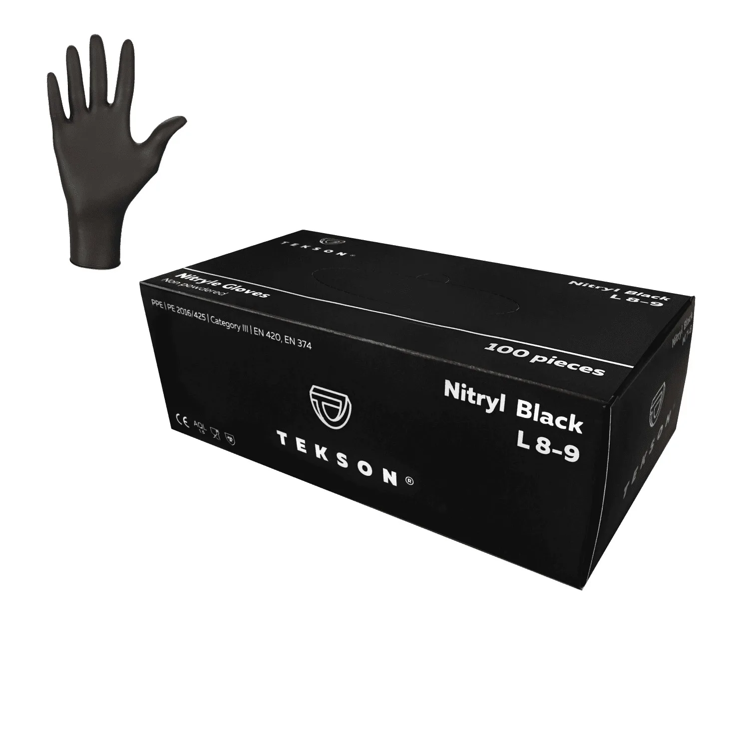 Tekson Nitryl Black Gloves