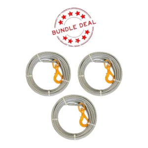 Winch Wire Rope with Swivel Hook Bundle of 3