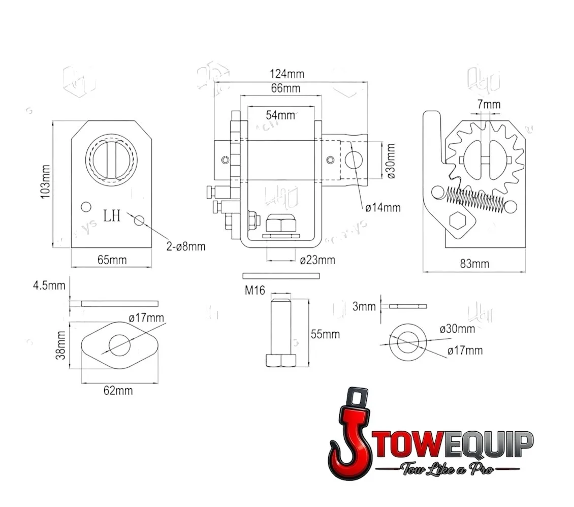 Rachet Bollard for 50mm Straps Car Transporter - Image 6