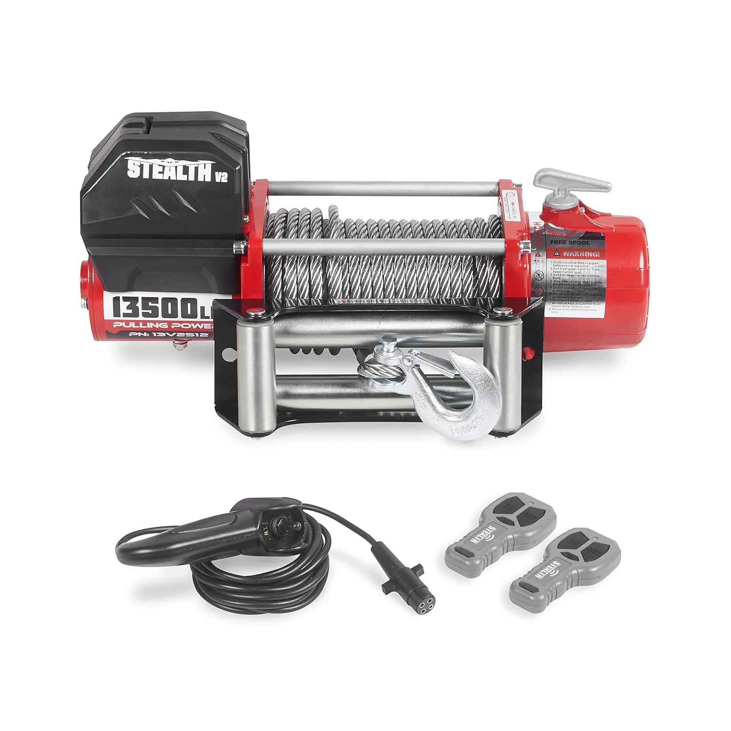 Stealth Electric Winch 13500lb with Steel Cable 12v