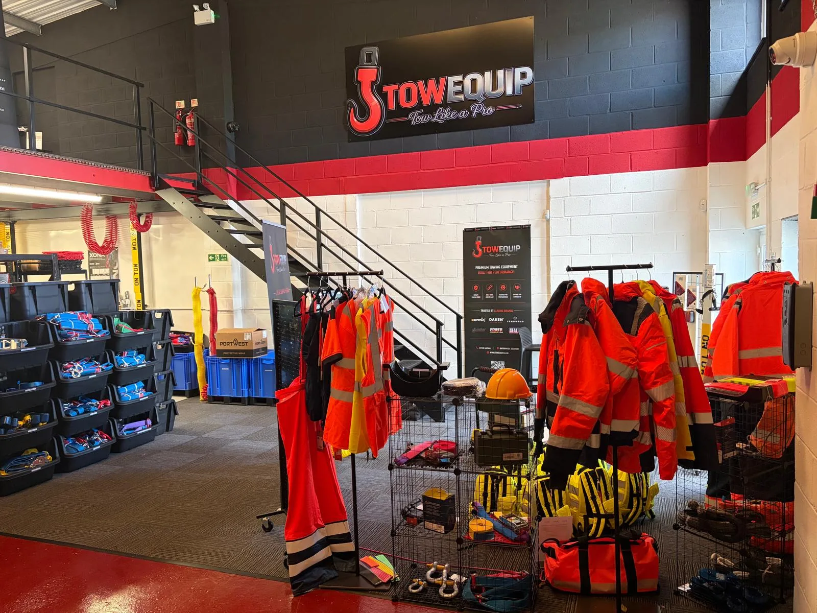 Inside the TowEquip premises with a range of products on display