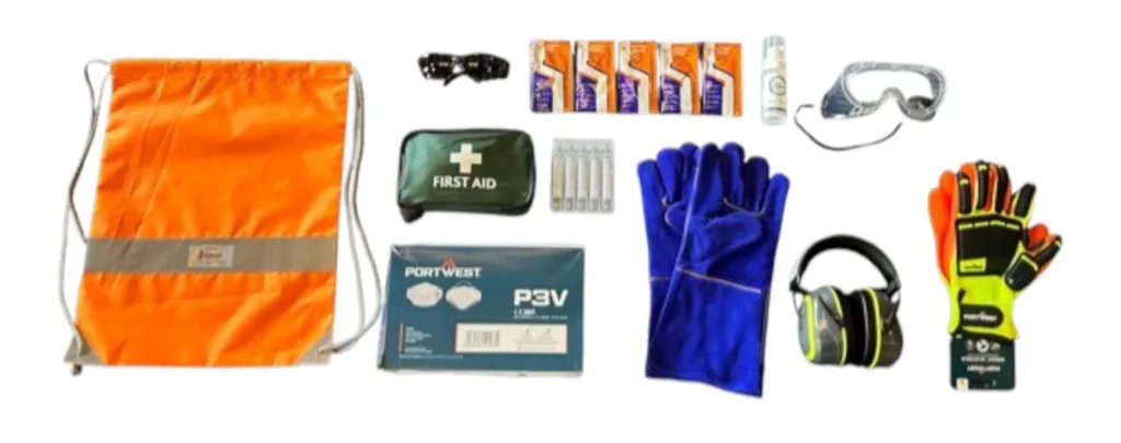 Workshop PPE kit in a bag